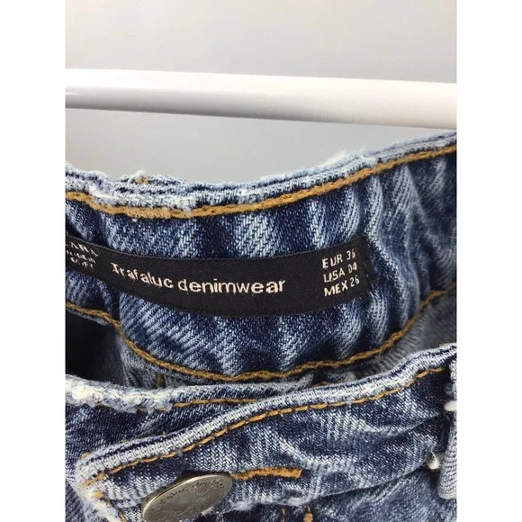 Zara Womens Size 4 Blue Denim Jean Cut Off Shorts Distressed - Picture 6 of 15